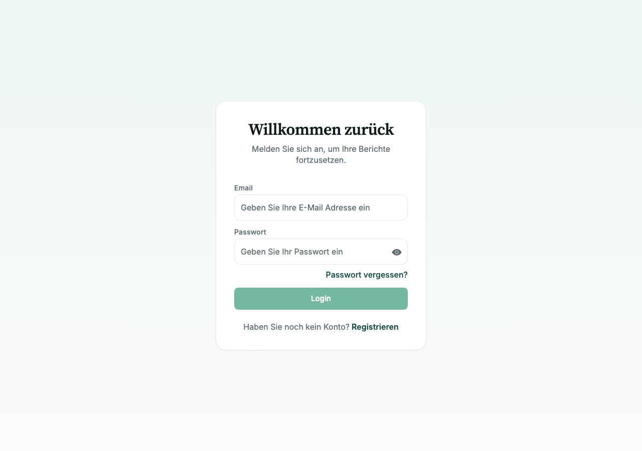 Screenshot der ReportAssistant Login-Seite